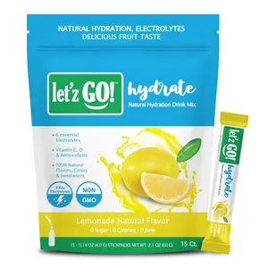 Let'z Go Hydrate - Lemonade - Natural Hydration + Immunity Drink Mix - 15 Stickpacks