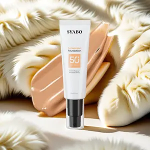 SYABO Sunscreen Liquid Foundation, 4 in 1 Makeup Liquid Foundation, Broad Spectrum SPF 50+ Sunscreen, Floral Concealer Liquid Foundation, Natural Makeup, Delicate and Fitting, Effectively Blocks UV Rays, Suitable for All Skin Types, Three Colors Cosmetic