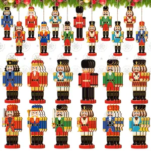 36 Pcs Christmas Nutcracker Ornaments Wood Hanging Miniature Nutcrackers Figures Traditional Holiday Crackers Christmas Tree Ornament for Xmas Holiday Party Decoration