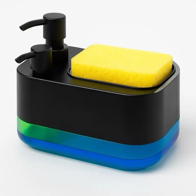3-in-1 Kitchen Soap Dispenser Set – Dual Pump with Sponge Holder for Hand & Dish Soap