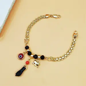 Bohemian Style Evil Eye Little Elephant Gesture Bracelet Copper Non-Fading 14kK Plated