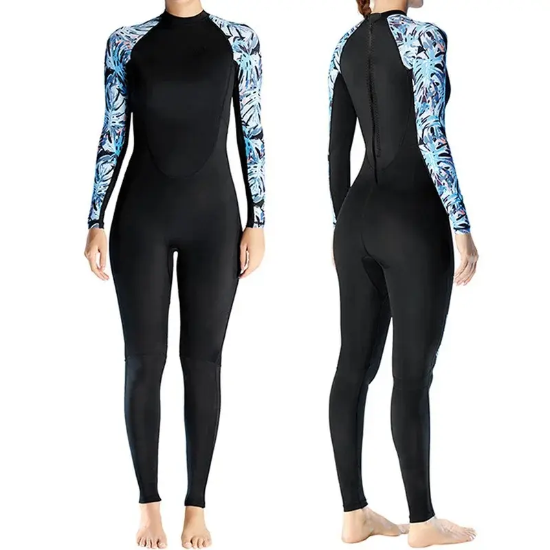 Women Wetsuit 3mm Neoprene One-Piece Diving Suit Swimsuit Keep Warm Long Sleeves Surfing Swimming Diving Kayaking Freediving