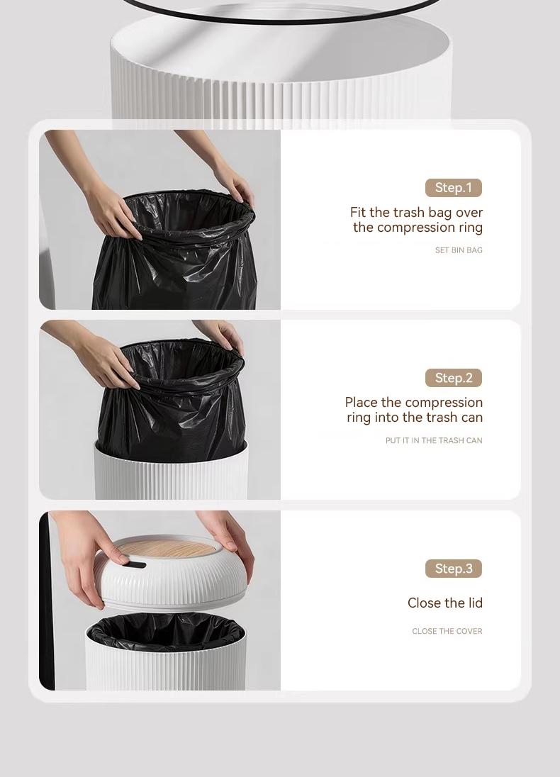 Pukomc Smart Induction Waterproof Trash Can for Bathroom, Bedroom, Office Nordic Style, Household Items Saving Space Motion Sensor Multifunctional Home Goods Environmentally Friendly Automatic