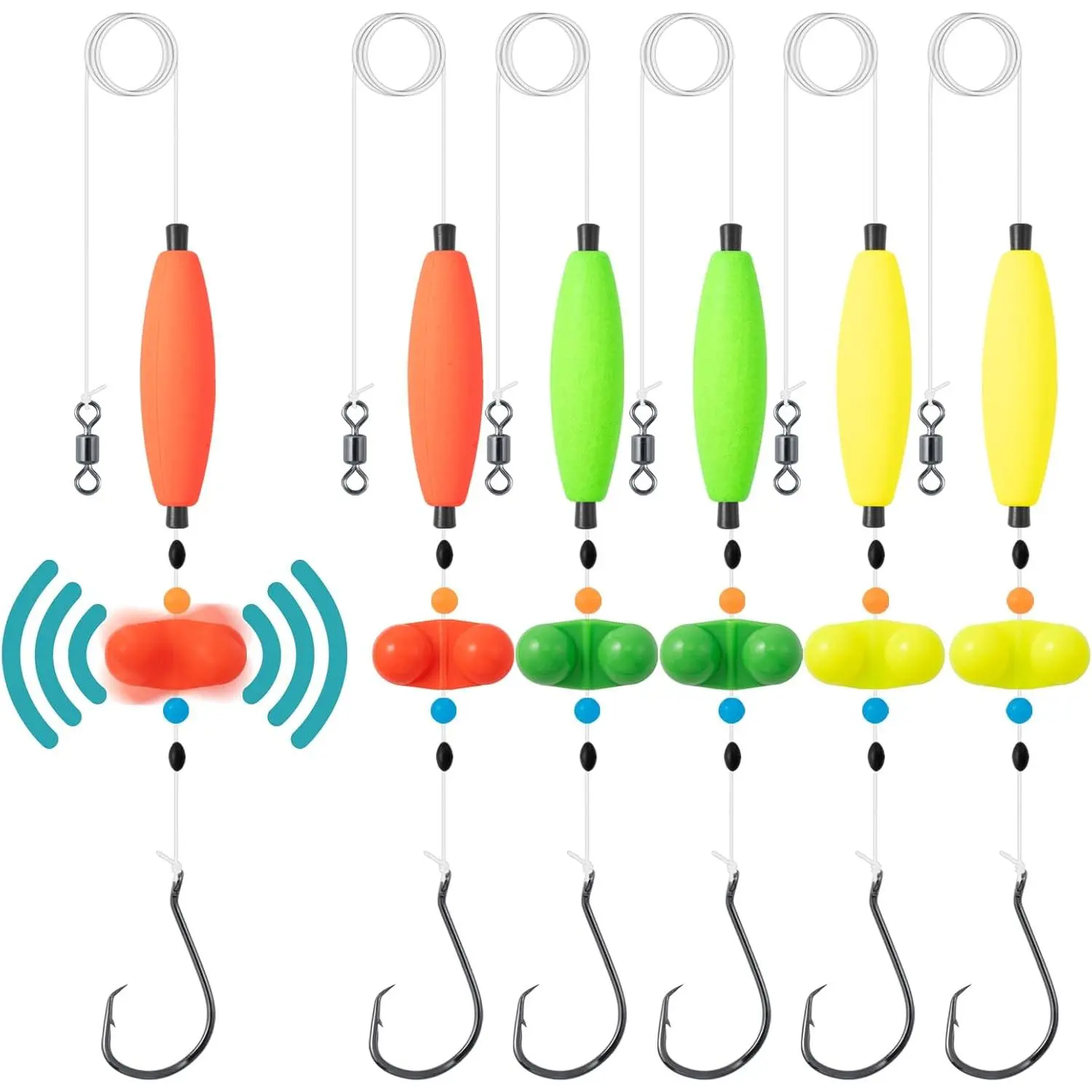 Catfish Rigs – Santee Rig with Floats, Catfishing Tackle with 5/0 and 6/0 Circle Hooks, Peg Float Rig Setup for Catfish Fishing