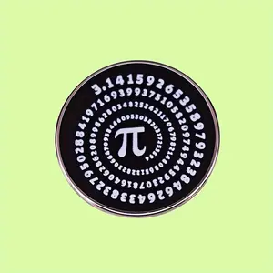 1/2pcs Pi Day Symbol Metal Badge - Chic Black & White Math-Inspired Lapel Pin, Alloy, Round Coin Design for Backpacks, Clothes, Bags, Jackets, Hats - Unique DIY Fashion Accessory, Brooch, Cartoon Pins, Novelty Fashion Jewelry Decor