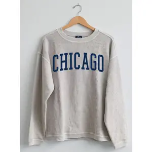 Charles River Chicago Corded Crewneck Sweatshirt - Oversized Fit, Long Sleeve, Medium Length, 100% Cotton, Autumn Casual Style