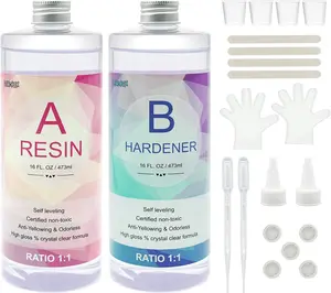 Epoxy Resin, Demorex Resin Kit Crystal Clear-Not Yellowing and No Bubble Self Leveling Easy Mix 1:1 Casting & Coating for DIY Jewelry Making, Art Crafts, Wood & Resin Molds (32oz) candle mold