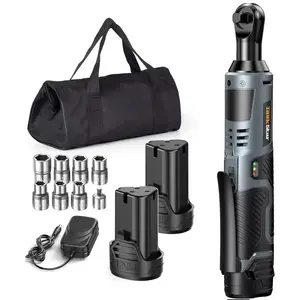 Taskstar Electric Ratchet Wrench 3/8 Inch 40 Nm Power Cordless Ratchet Wrench 200RPM with Variable Speed Trigger Fast Charger