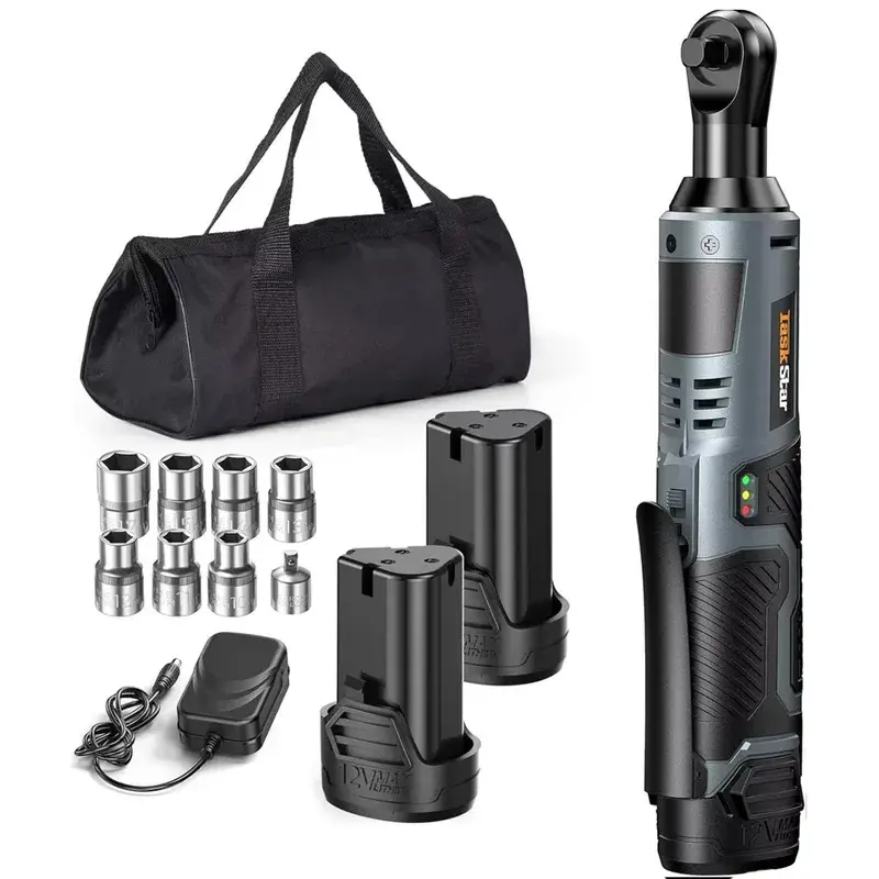 Taskstar Electric Ratchet Wrench 3/8 Inch 40 Nm Power Cordless Ratchet Wrench 200RPM with Variable Speed Trigger Fast Charger