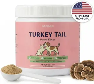 GAZIGAZI 120 Scoops Organic Turkey Tail Mushroom for Dogs & Cats - High Potency Immune Support Powder