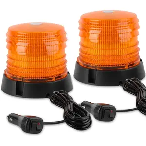 2pcs LED Warning Flash Beacon Lights, 60 LED Amber Warning Safety Flashing Strobe Lights with Magnetic and 16 ft Straight Cord for Vehicle Truck Tractor Golf Carts UTV Car Bus,12V-24V