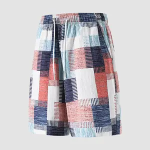 Summer Plaid Shorts for Men, Lightweight Breathable Plaid Casual Shorts, Elastic Waist, Plus Sizes, Tall Sizes, Outdoor Running Sports, Straight-Leg Pants