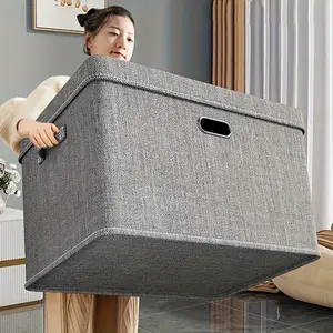 1 Piece High Quality Extra Large Cotton Storage Basket Portable with Lid Clothes Storage Box Cloth Storage Box Toy Clothing Storage Box Wardrobe Home Bedroom Office Parenting Storage Box