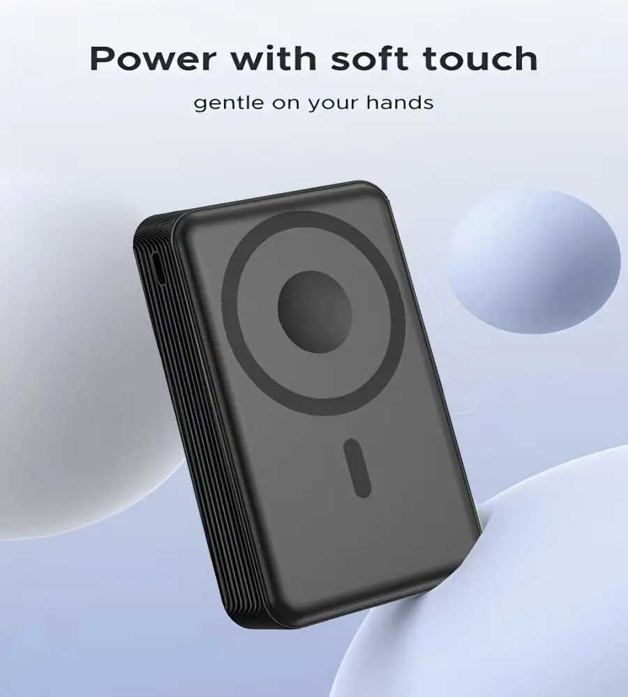 Black Compact Slim Magnetic Rechargeable Power Bank, 10000 mAh Portable High-Speed Power Bank, 22.5W Fast Charging Mobile Accessory, Type-C Cable & USB Port Included, 2-Way Charging for Android/Apple Devices, Travel-Friendly, Accessories