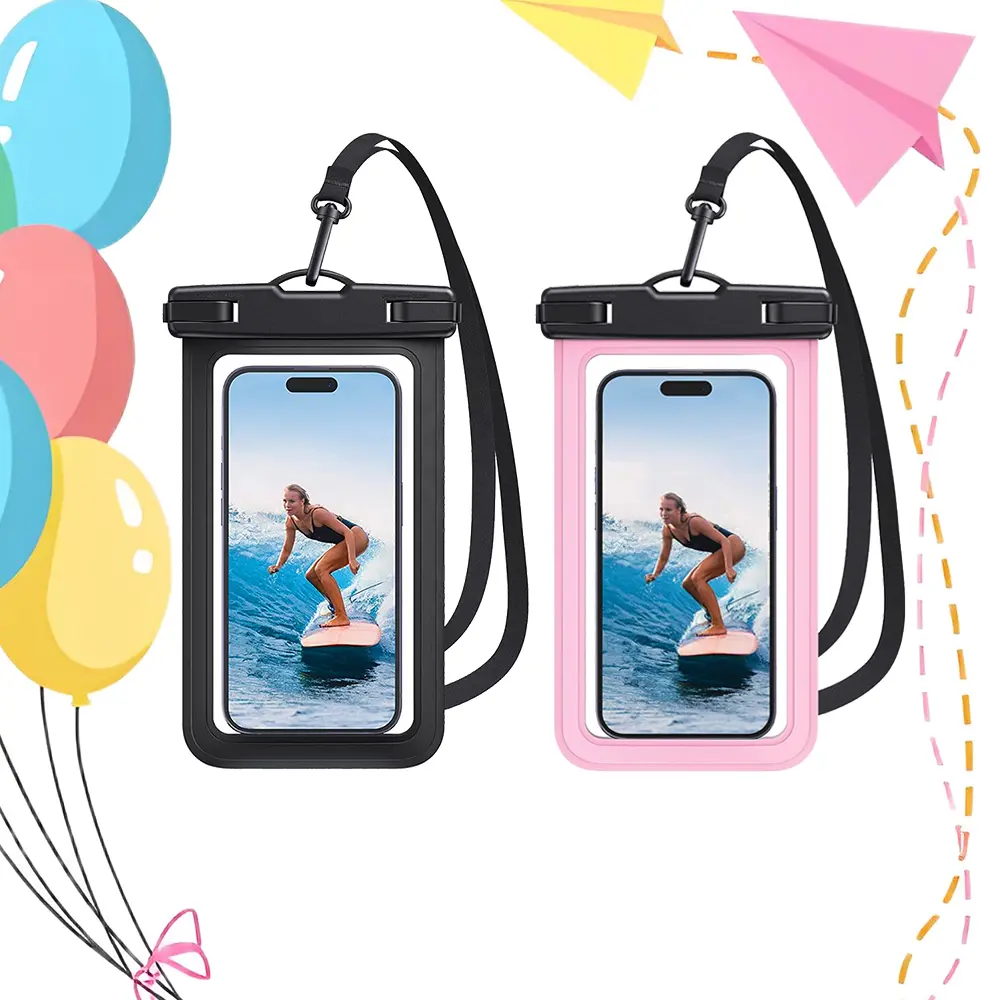 Waterproof phone pouch, IPX8-rated waterproof case for iPhone 17/16/15/14  Pro Max. Essential beach and yachting waterproof phone bag. Supports  touchscreen operation. Includes lanyard. Two-piece set (fits phones up to  8.9 inches). -