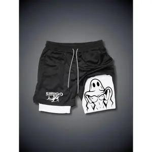 Men's Summer Fashion Printed Shorts Naughty Ghost Sexy Chest Graphics 3D Printed Fitness Double Shorts