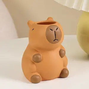 🐹✨Adorable Capybara Pen Holder & Makeup Organizer | Fun Rubber Desk Decor 🖊️💄 | Multi-Compartment Storage for Home/Office Must-Haves