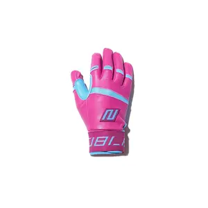 Long Cuff Batting Gloves - Hot Pink/Powder Blue