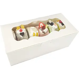 30 count 9x4x3.5 Inch Cookie Boxes White Bakery Boxes with Window, Loaf Cake Boxes for Roll Cakes, Desserts, Muffins, Donuts, Candies and Pastries(9 Inch)