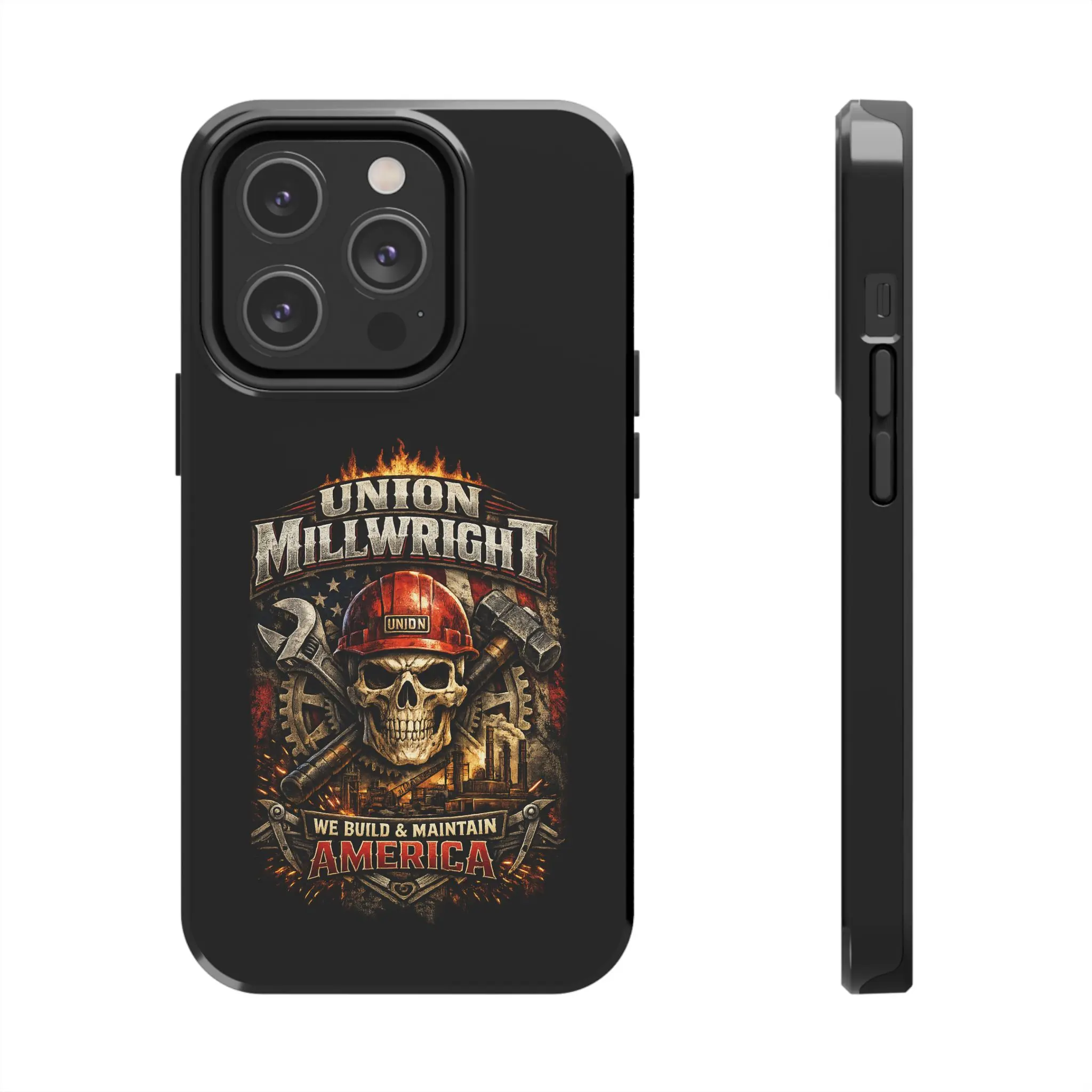 Union Millwright Tough Phone Case — "We Build & Maintain America" Skull Design Union Millwright Tough Phone Case — "We Build & Maintain America" Skull Design