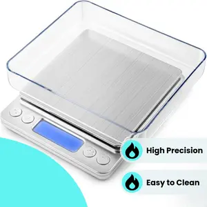 Stainless steel kitchen scale with high-precision 0.1g digital scale, used for food cooking and baking, weighing up to 1kg, durable and easy to clean Modern Utensils Bakeware Home Measuring Home