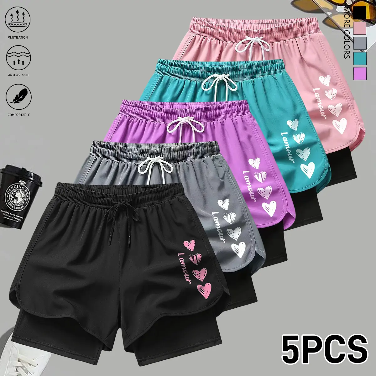 Black + Gray + Purple + Green + Pink