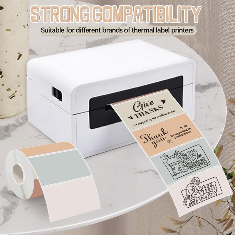 Starboling 3" x 2" Thermal Labels,Self-Adhesive Rectangle Thermal Printer Sticker,for Price,Barcode,Mailing,Name（Beige Gradient）