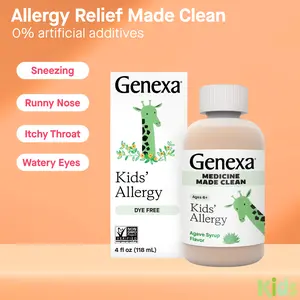 Genexa Kids Allergy Medicine | Clean Allergy Relief for Children | Diphenhydramine 4 fl oz | Treats Runny Nose, Sneezing & Itching | Vegan & Non-GMO | Organic Agave Syrup Flavor | Ages 6+