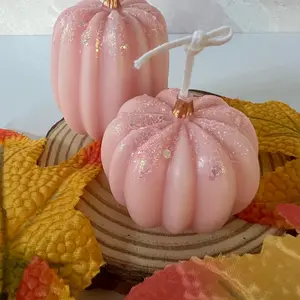 Pink Pumpkin Candle Set, Pumpkin & Patchouli Scented, Pumpkin Shaped Candles, Fall Candles, Fall Decor, Pink Pumpkins, Thanksgiving, Gift Wick Ornaments