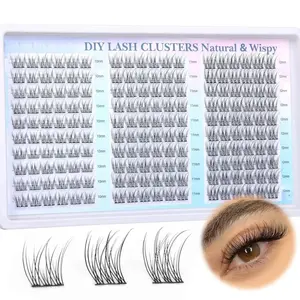 Lash Clusters Wispy Eyelash Clusters CC-Curly Cluster Lashes Natural Individual Lashes 180Pcs Eyelash Extension 10-12MM DIY Lash Extension