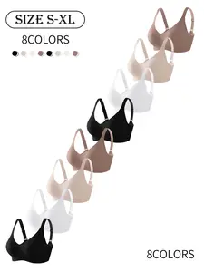 6/8 Pack of seamless women's lingerie bras - 4 rows, 3 buttons, XS-XL size - adjustable straps for cup size and shoulder support, suitable for daily wear, parties, yoga, Casual, comfortable, breathable, without underwire, Everyday