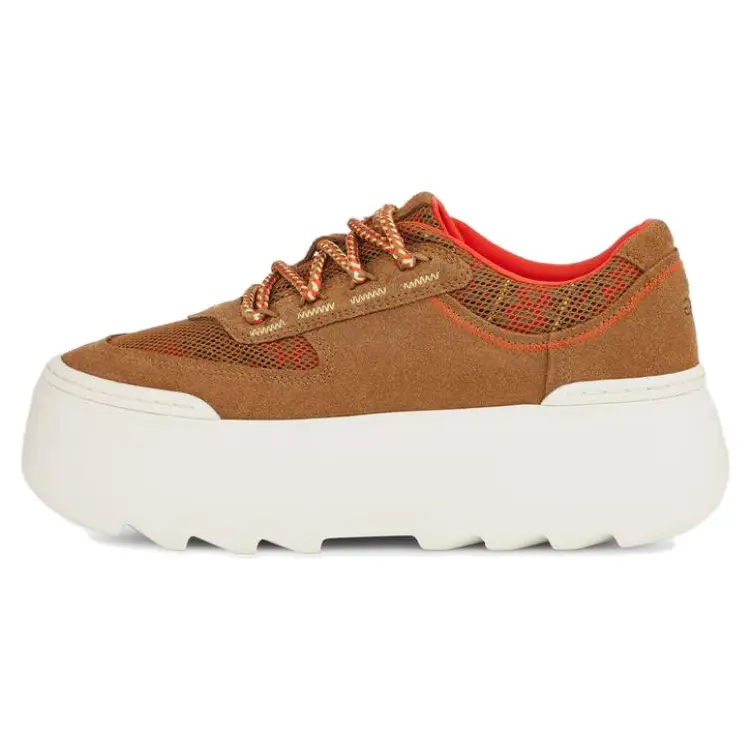 Women's Low-Top Lace-Fasten Platform Trainer - Chestnut Trending Walking Footwear, House White Official Sneaker, Maison Mihara Verifiable with Global Authentication Credentials