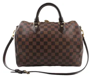 Pre-owned Louis Vuitton Coated Canvas Shoulder Bags Damier Ebene Speedy Bandouliere 30