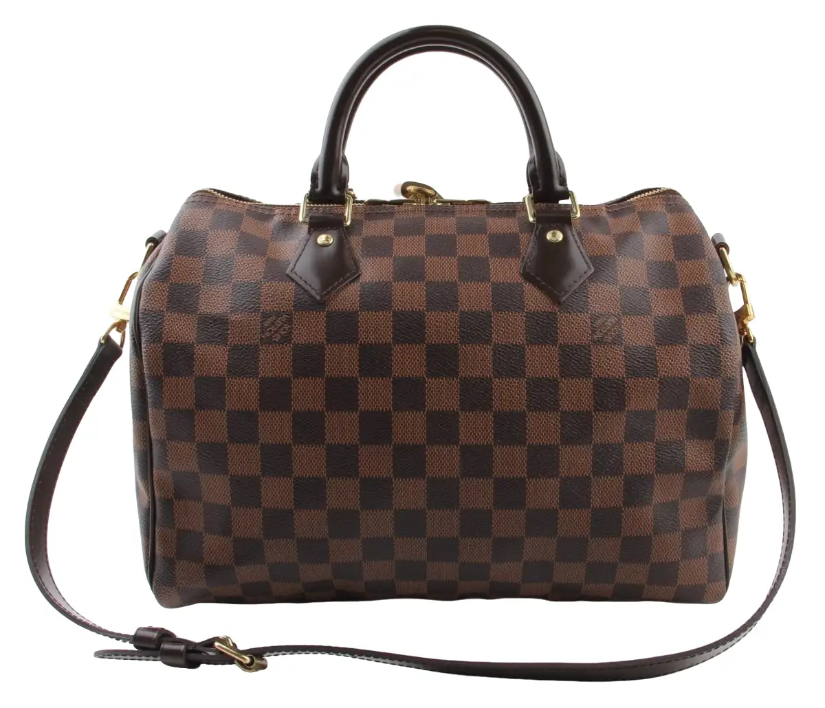 Pre-owned Louis Vuitton Coated Canvas Shoulder Bags Damier Ebene Speedy Bandouliere 30