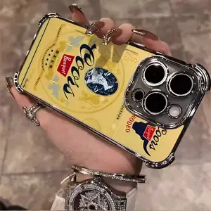 Brown Coors Rodeo Banquet Retro Design Suitable for Aesthetic Electroplated TPU Casing For iphone 16 15 14 13 12 11 X XS PRO PLUS MAX Four Corners Anti-Fall Transparent Casual Soft Silicone Phone Cases Perfect Gift for men's L1450