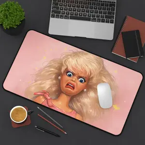 Funny Aesthetic Girl Desk Mat Large Mouse Pad Cute Pink Setup