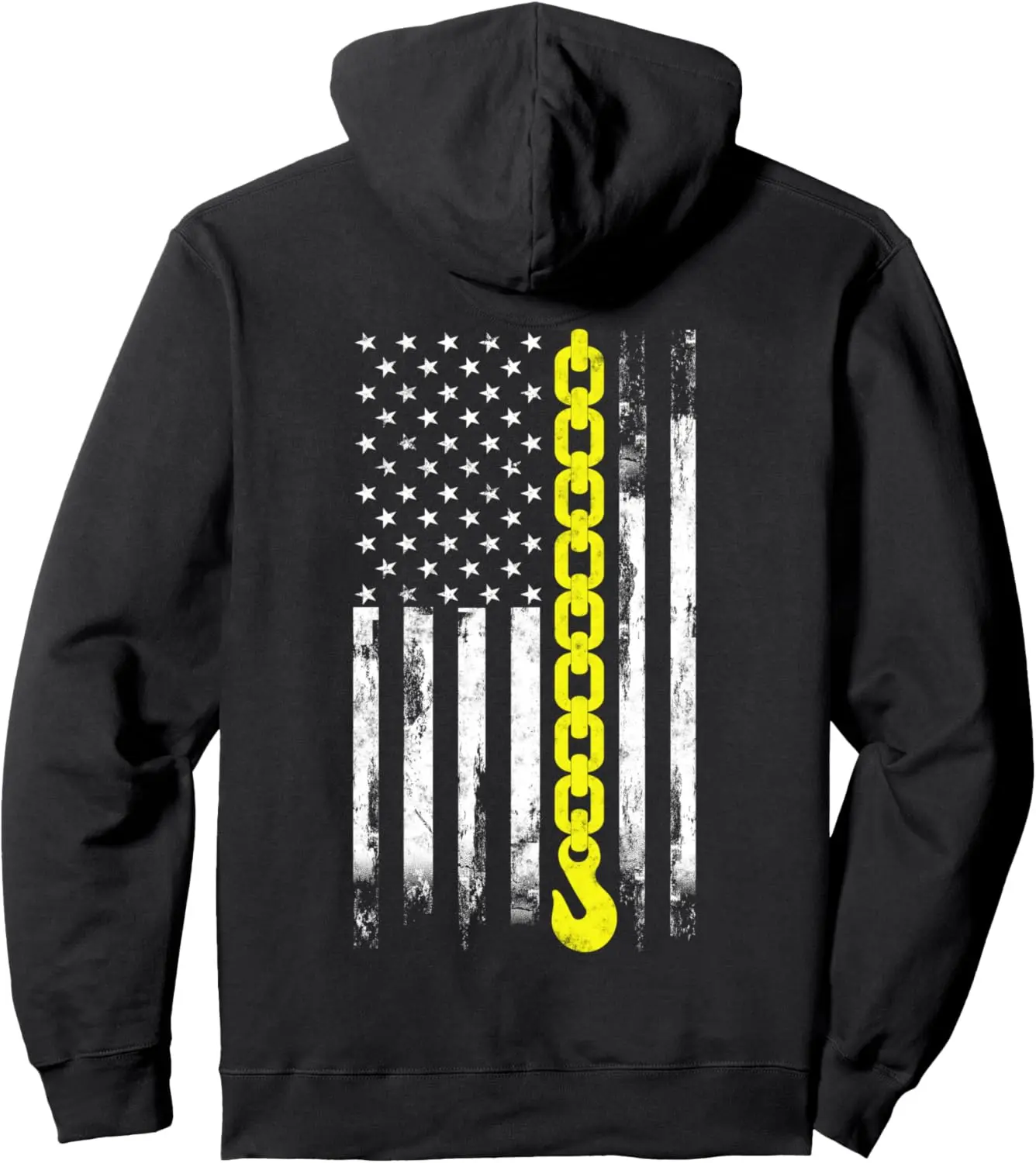 Tow Truck Driver thin yellow line USA flag gift Towing Dad Pullover Hoodie