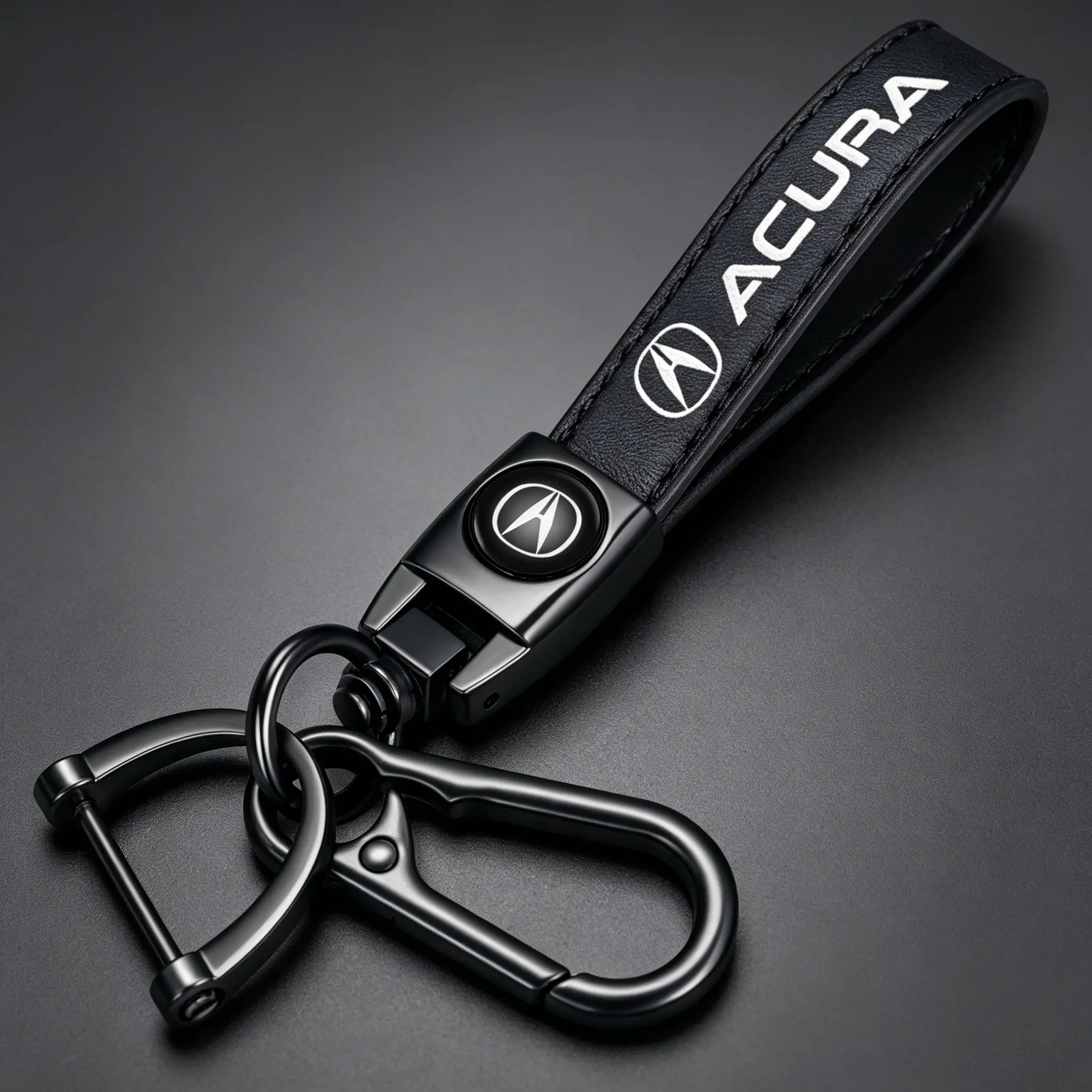 Leather car Keychain Set for CDX NSX RDX RLX TLX TLX-L Men and Women Family Present Keychain Key Ring Lanyard AcuraAccessories (Black)