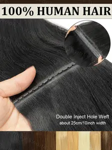 Double Inject XO Hole Weft Hair Extensions Twin Tabs PU Skin Weft No Glue Micro Link Application For Women 40g-50g 12inch-24inch Hair Weave Glueless Human Hair