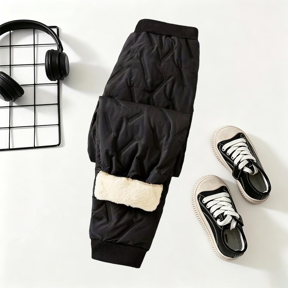 Men's Quilted Joggers Pants - Cuffed Ankles, Fleece Lining, 100% Polyester Shell & Fill - Warm, Flexible - For Cold Commutes, Lounging, Men's Joggers Pants