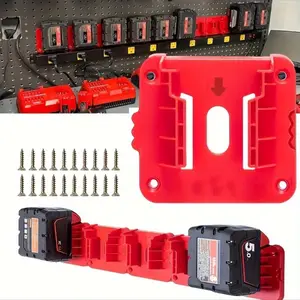 5 Pack Milwaukee M18 18V Battery Holder - Space-Saving Wall Mount Storage for Work Van, Shelf, Toolbox - Durable Plastic Construction, Easy Access, and Organization