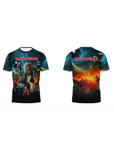 Iron Maiden Themed Fully Printed 3D Rock T-shirt for Men and Women, Fashionable Casual Short Sleeved Top