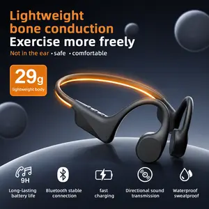Bluetooth 6.0 Open-Ear Bone Conduction Sport Headphones with Rear LED Glow Light for Safer Night Running, IP56 Waterproof, Dual-Device Connection, Lightweight Secure Fit, Long Battery Life, Built-in Mic Wireless Earphones for Workouts and Running