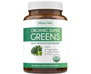 Healths Harmony USDA Organic Greens Powder (60 Tablets) Convenient Pills - Complete Superfood Supplement with 28 Fruits & Vegetables - Antioxidants