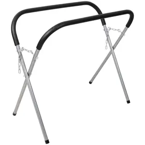 Adjustable Heavy Duty Folding Work Stand – 750 lbs Capacity – Padded Portable Workbench for Auto Body Repair, Garages, DIY – Sturdy Bumper & Classic Rack – Silver