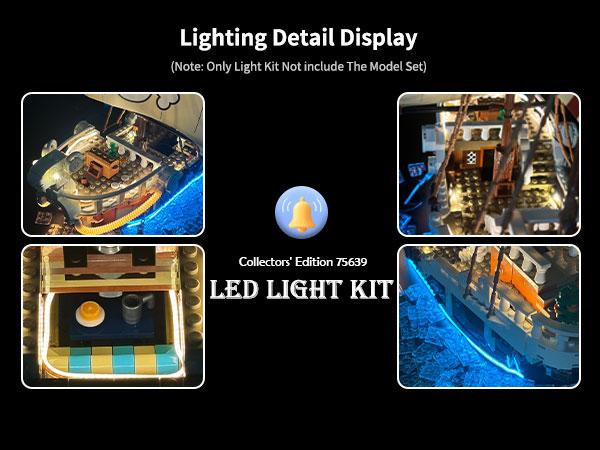 LYBMTWF LED Lighting Kit for LEGO 75639 One Piece Pirate Ship Building Block Model Lighting— DIY Light Upgrade & Modification Kit | Fun Accessory Designed for Anime Fans | An Excellent Birthday Gift Choice (Model Not Included)