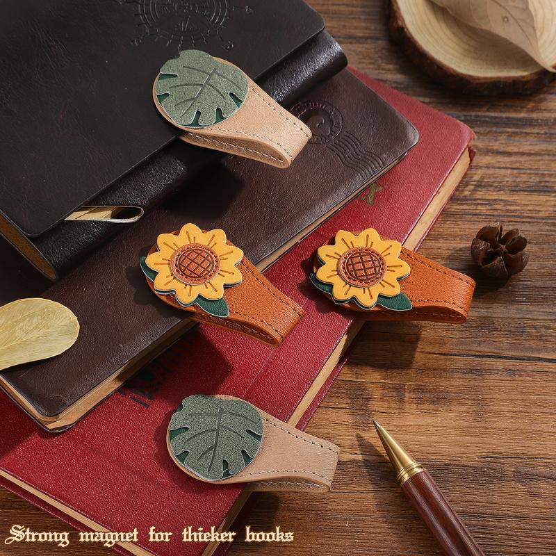 Vintage Magnetic Leather Bookmark, Leather Magnetic Bookmarks for Women, Magnetic PU Bookmarks Clip Book Accessories