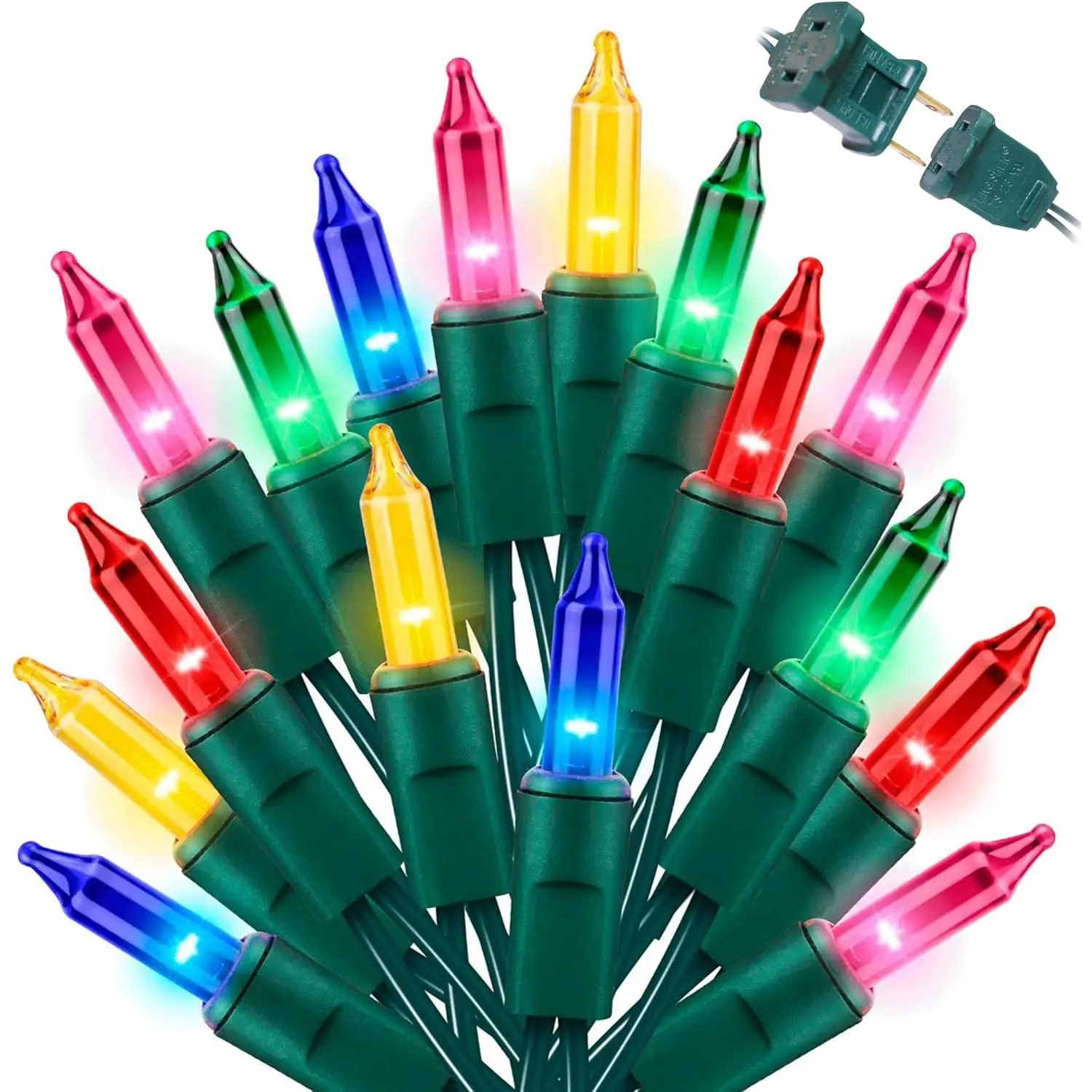 Christmas String Light,100 Count Incandescent Mini String Light in 21.6ft,Indoor/Outdoor 120V UL Certified Mini Light for Christmas,Wedding,Patio Lawn,,Garden,Party,Store (Multi-Colored)
