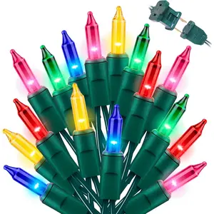 Christmas String Light,100 Count Incandescent Mini String Light in 21.6ft,Indoor/Outdoor 120V UL Certified Mini Light for Christmas,Wedding,Patio Lawn,,Garden,Party,Store (Multi-Colored)