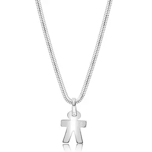Men's Steel Single Tone Man 16.5mm Pendant Flexible Snake Chain 21" Necklace